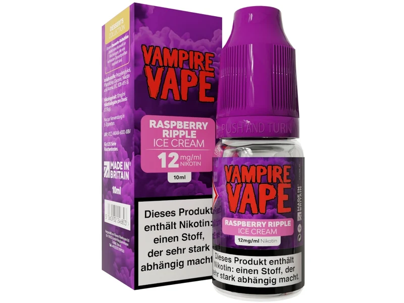 Vampire Vape - Dessert Collection - Raspberry Ripple Ice Cream - 10ml Fertigliquid (Nikotin)