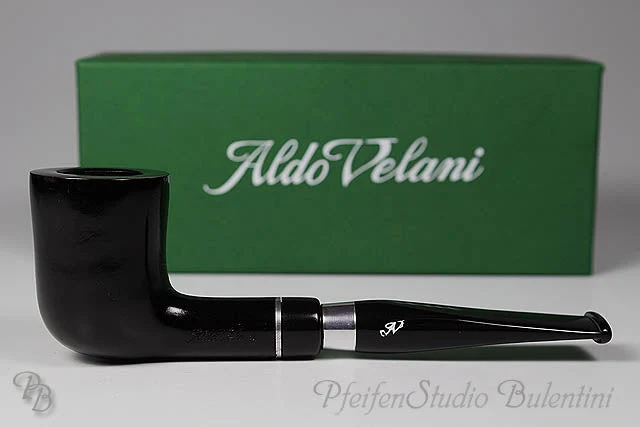 Bruyere Pfeife ALDO VELANI - SPIGOT glatt schwarz 06