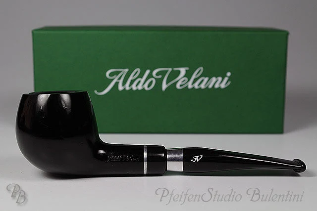 Bruyere Pfeife ALDO VELANI - SPIGOT glatt schwarz 05