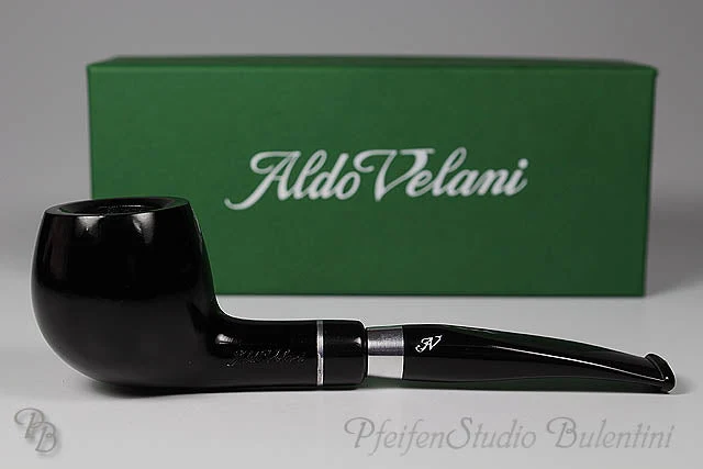 Bruyere Pfeife ALDO VELANI - SPIGOT glatt schwarz 04