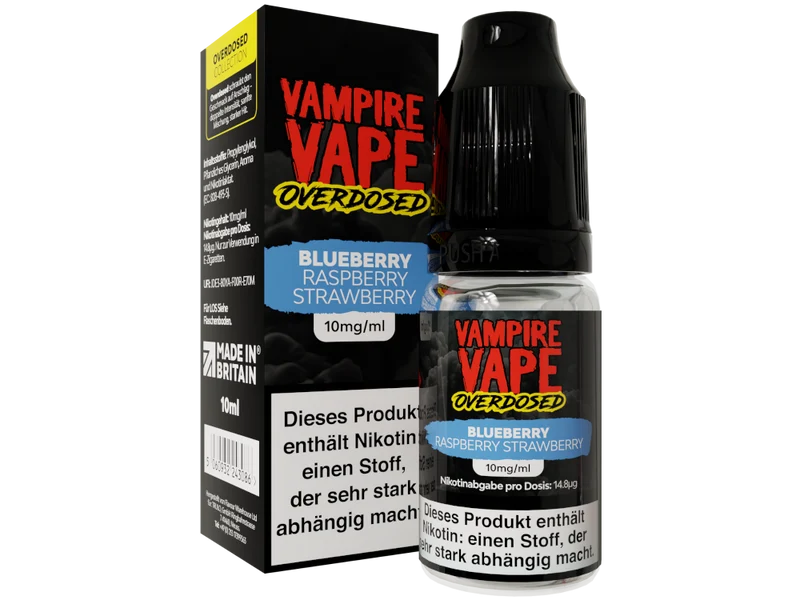 Vampire Vape Overdosed - Blueberry Raspberry Strawberry - 10ml Fertigliquid (Nikotinsalz)