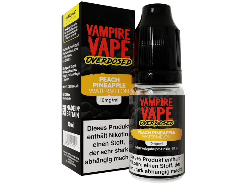 Vampire Vape Overdosed - Peach Pineapple Watermelon - 10ml Fertigliquid (Nikotinsalz)