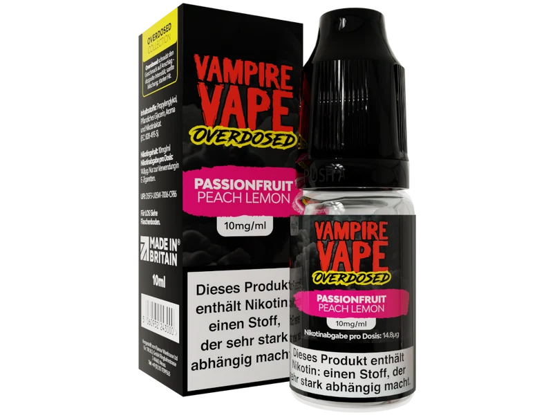 Vampire Vape Overdosed - Passionfruit Peach Lemon - 10ml Fertigliquid (Nikotinsalz)