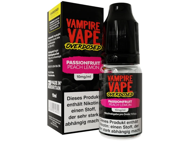 Vampire Vape Overdosed - Passionfruit Peach Lemon - 10ml Fertigliquid (Nikotinsalz)