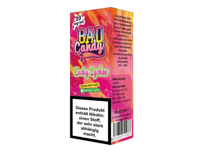 Bad Candy Liquids - Lucky Lychee - 10ml Fertigliquid (Nikotinsalz)