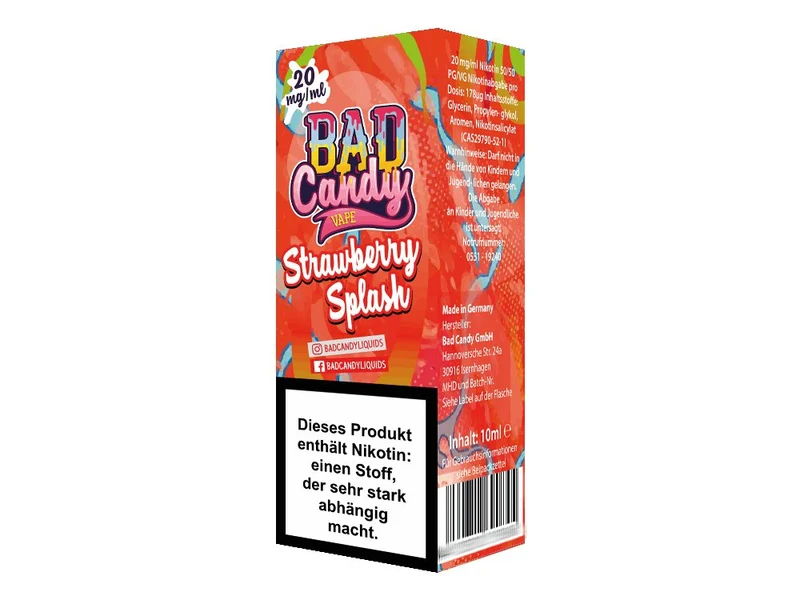 Bad Candy Liquids - Strawberry Splash - 10ml Fertigliquid (Nikotinsalz)
