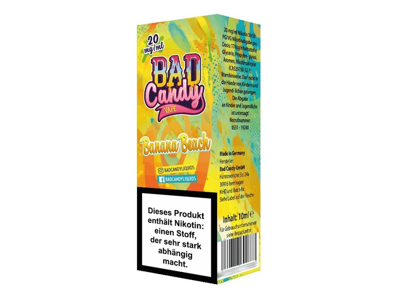 Bad Candy Liquids - Banana Beach - 10ml Fertigliquid (Nikotinsalz)