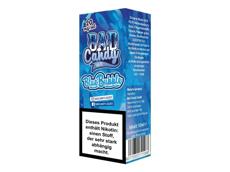 Bad Candy Liquids - Blue Bubble - 10ml Fertigliquid (Nikotinsalz)