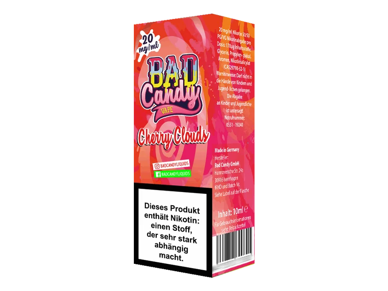 Bad Candy Liquids - Cherry Cloud - 10ml Fertigliquid (Nikotinsalz)