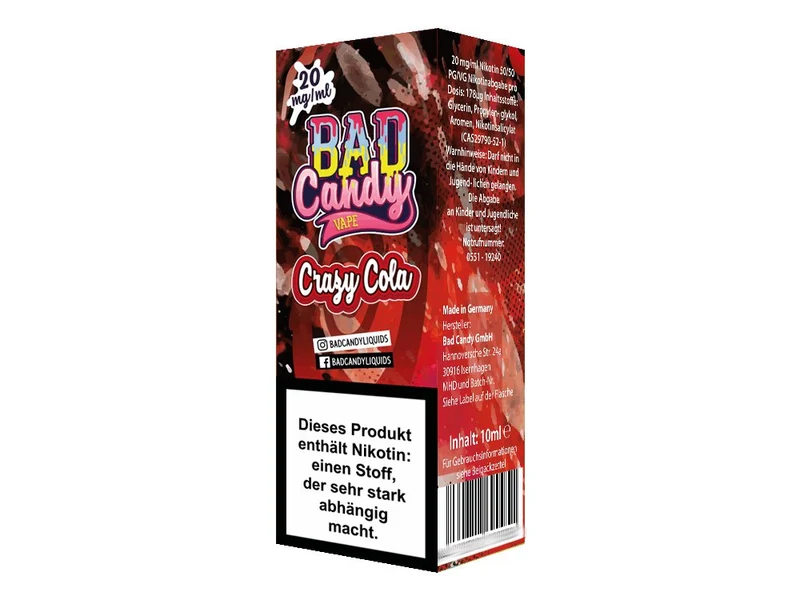 Bad Candy Liquids - Crazy Cola - 10ml Fertigliquid (Nikotinsalz)