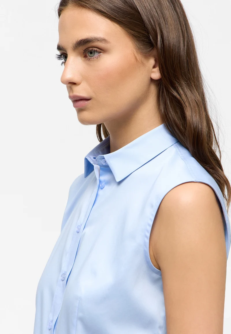 Satin Shirt Bluse Satingewebe ohne Arm