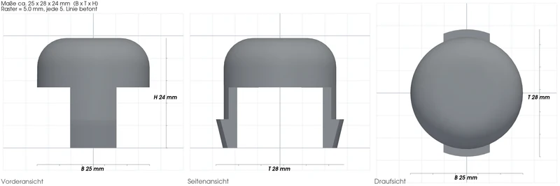 3D-gedruckter Ersatzknopf passend für Babyzen Kinderwagen Yoyo / Yoyo 2