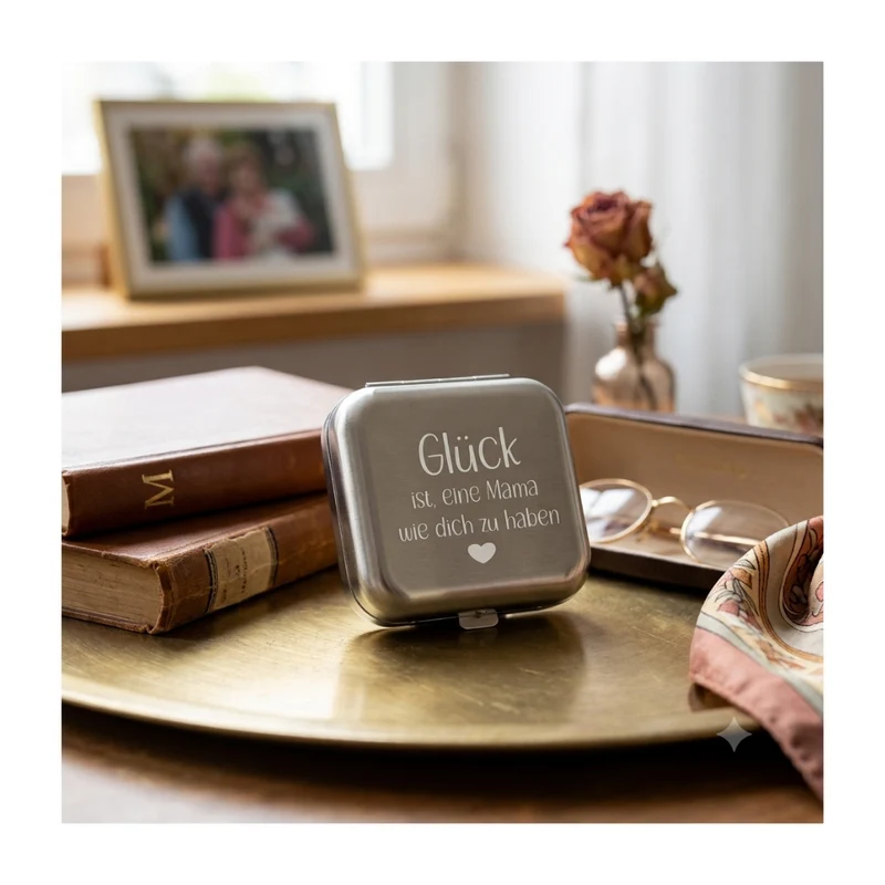 Glück ist, eine Mama wie dich zu haben graviert auf Taschenaschenbecher
