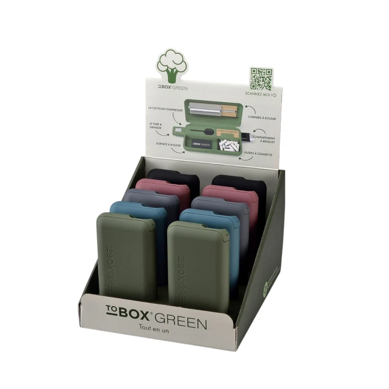 Tobox Green Tabak Box Dose Rollbox Drehertasche All in One Rolling Rollbeutel
