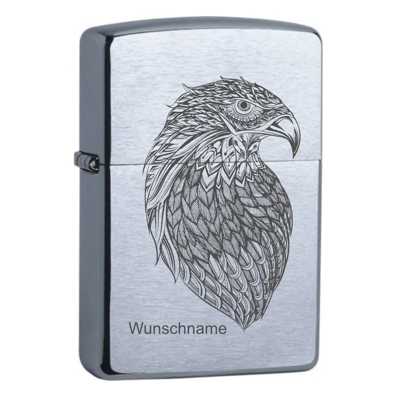 Adler + Vorname Chrome Brushed Original Zippo graviert