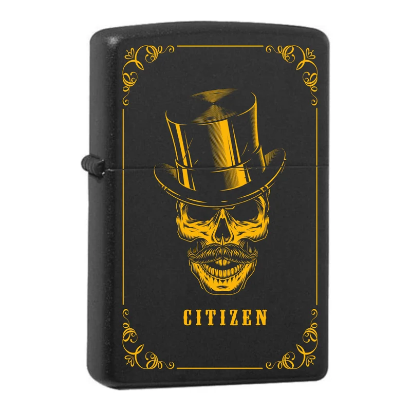 Mafia Cards Collection - mit Mafiamotiven gravierte Zippos Black Matte mit Messing-Kern
