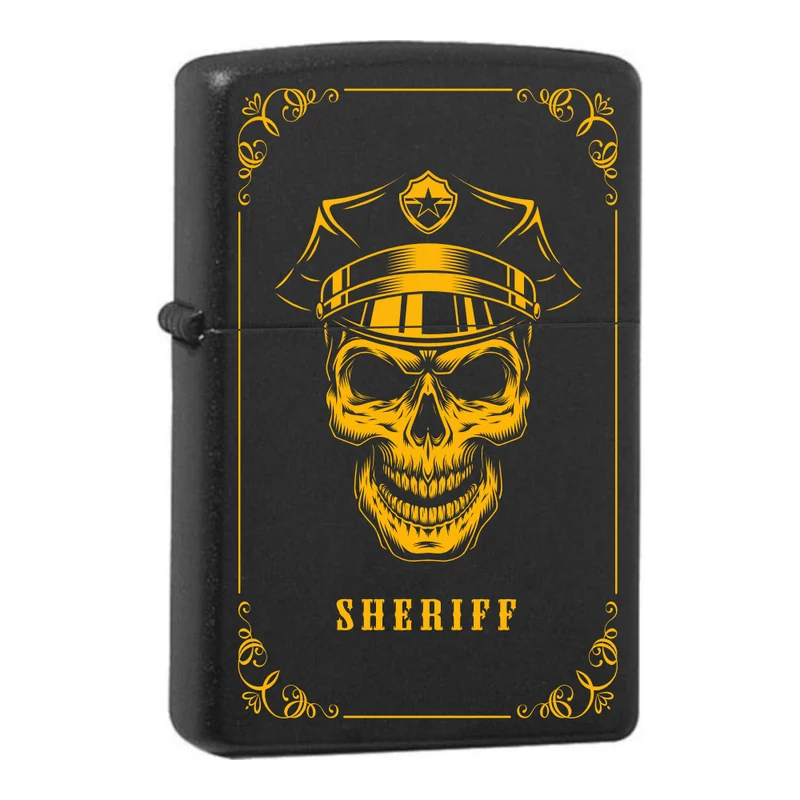 Mafia Cards Collection - mit Mafiamotiven gravierte Zippos Black Matte mit Messing-Kern