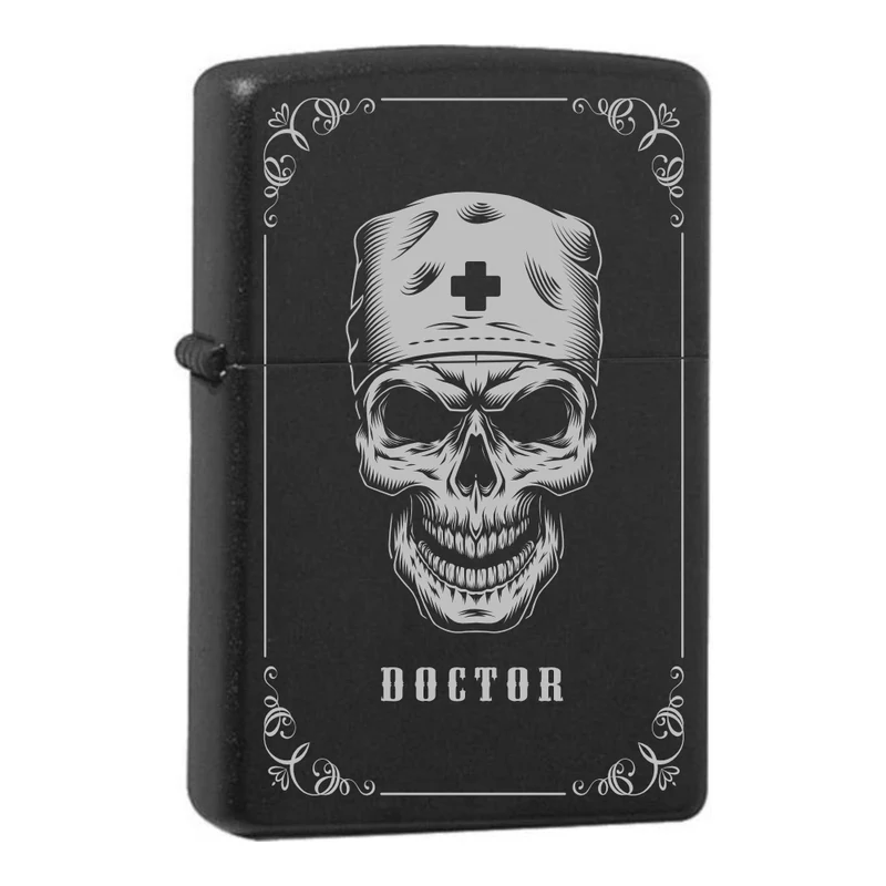 Mafia Cards Collection - mit Mafiamotiven gravierte Zippos Black Matte mit Chrom-Kern