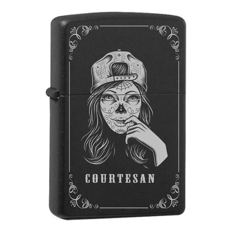 Mafia Cards Collection - mit Mafiamotiven gravierte Zippos Black Matte mit Chrom-Kern