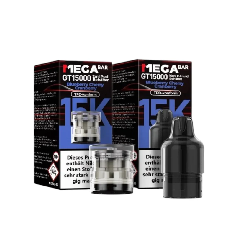 Megabar Gt15000 10 ml E-Liquid Behälter und 2ml Pod behälter