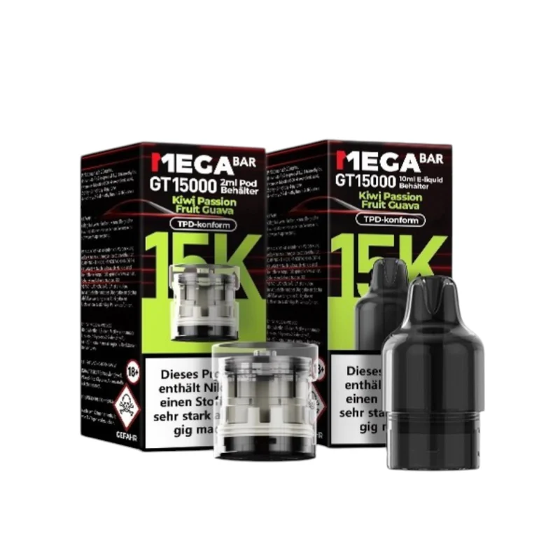 Megabar Gt15000 10 ml E-Liquid Behälter und 2ml Pod behälter