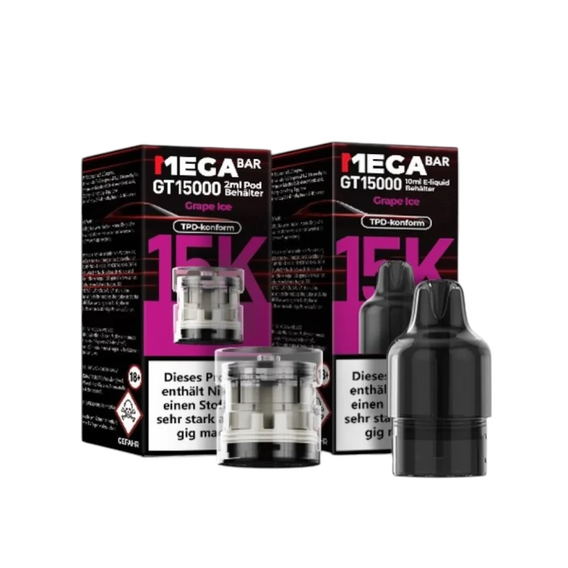 Megabar Gt15000 10 ml E-Liquid Behälter und 2ml Pod behälter