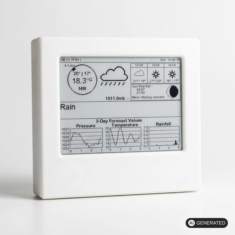 4.2" E-Paper Wetterstation Gehäuse mit ESP32, kompatibel mit Waveshare