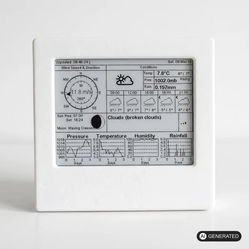 4.2" E-Paper Wetterstation Gehäuse mit ESP32, kompatibel mit Waveshare