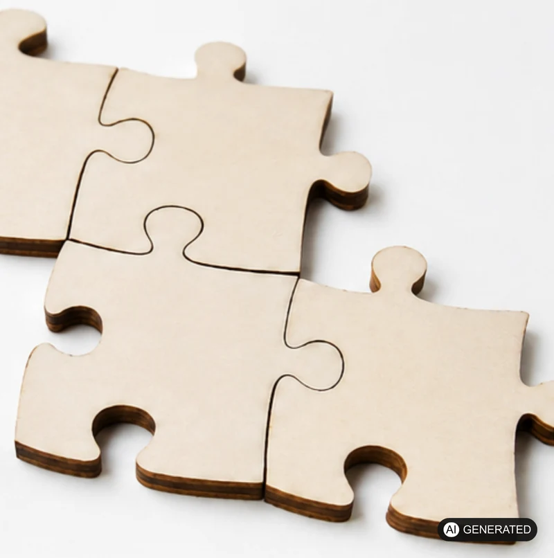 Blanko Puzzle unendlich Mini, Set 100 Teile, Puzzleteile aus Holz, Bemalen, Deko