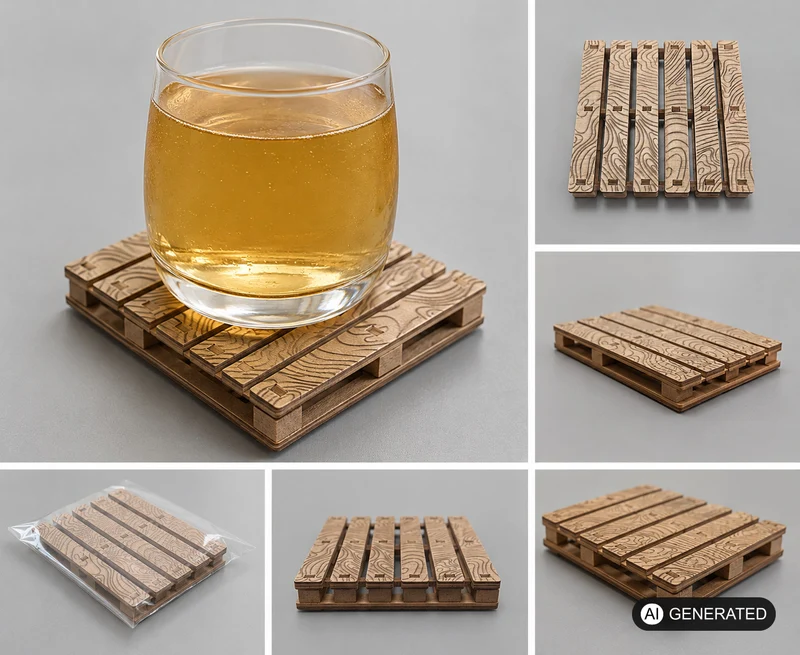 5x Paletten Untersetzer Mini Holzpaletten Getränkeuntersetzer Coaster aus Holz