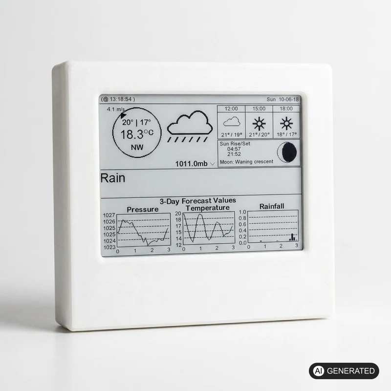 4.2" E-Paper Wetterstation Gehäuse mit ESP32, kompatibel mit Waveshare