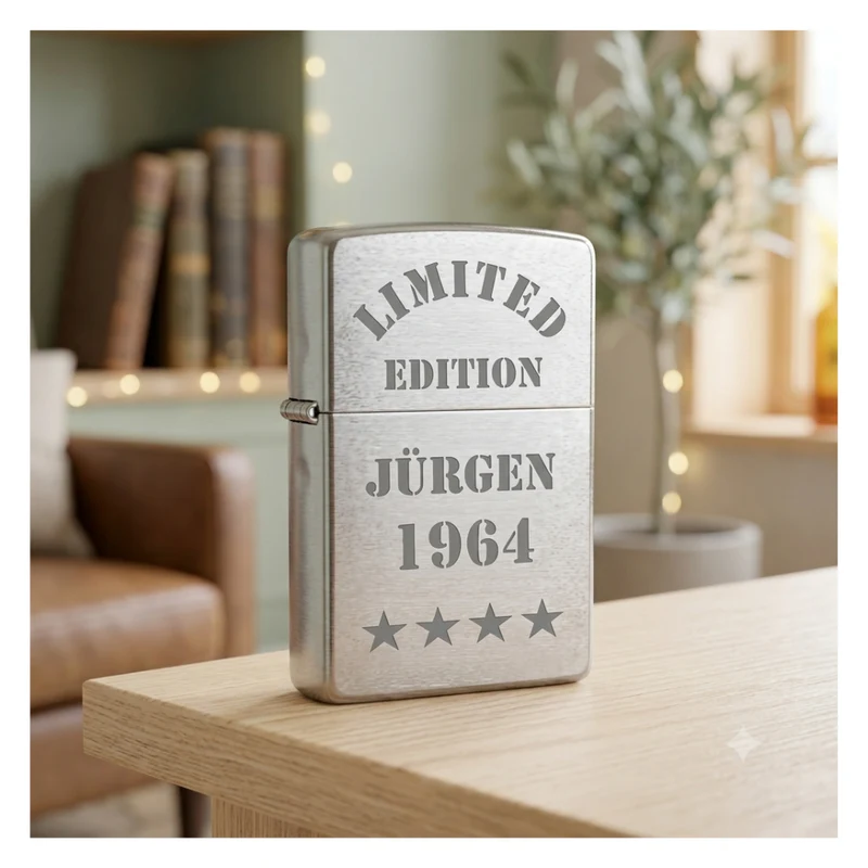 Limited Edition Name und Jahrgang Zippo chrome gebürstet mit Gravur