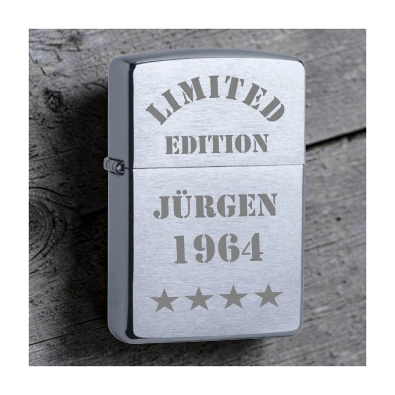 Limited Edition Name und Jahrgang Zippo chrome gebürstet mit Gravur