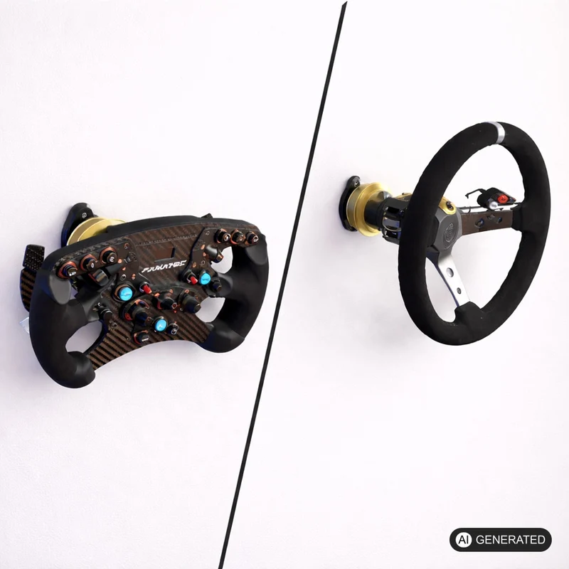 2in1 Halter passend für Fanatec QR2 Lenkrad Quick Release Aluprofil / Wallmount