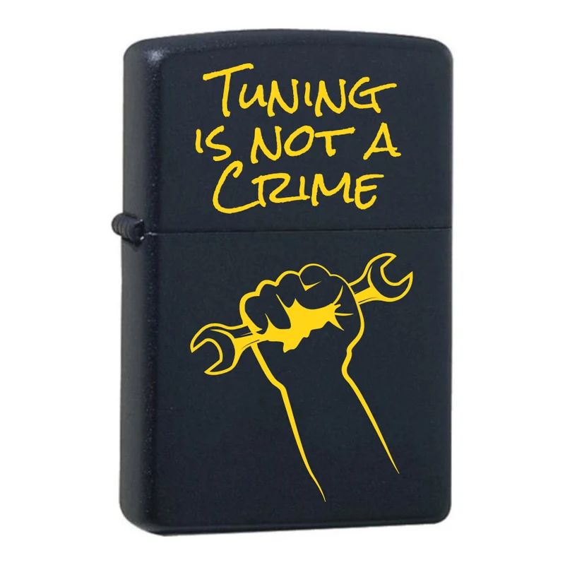 Tuning is not a crime - Hand Schraubenschlüssel Black Matte mit Messing-Kern Original Zippo graviert