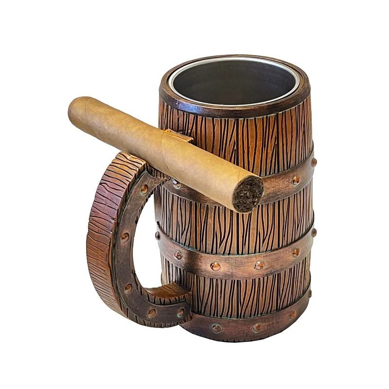 Lotus Poly Resin Mug with Built-in Cigar Rest - 16oz