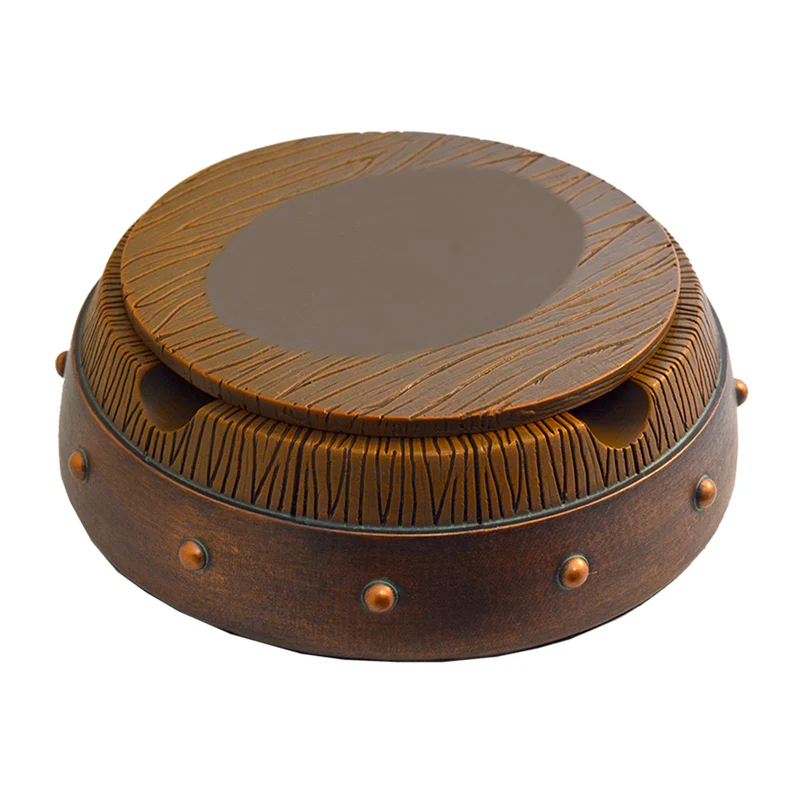 Lotus Poly Resin Ashtray with Wood Barrel Design