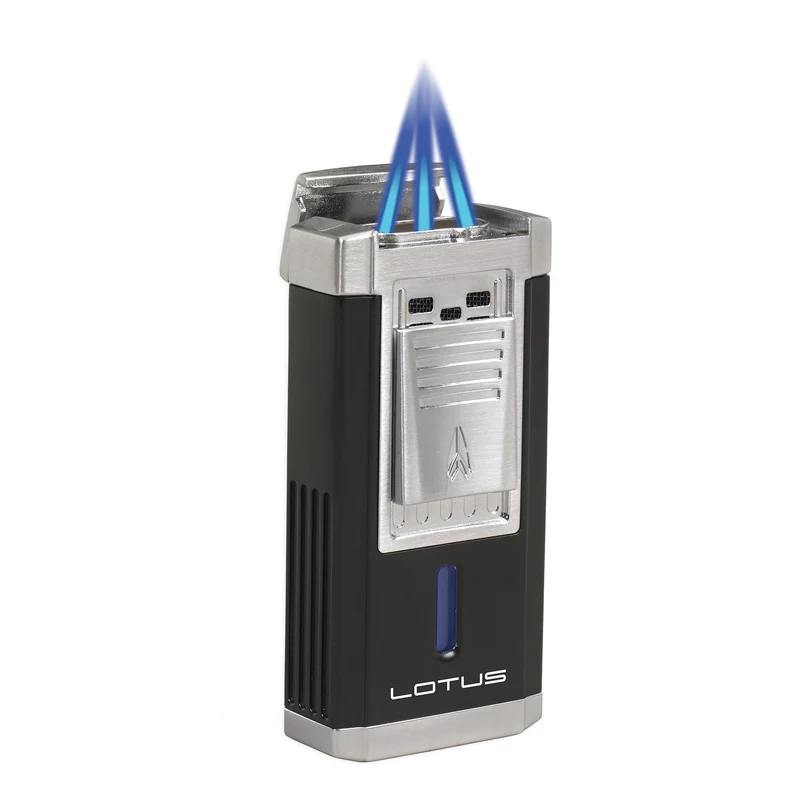 Triple Flame Cigar Lighter with Built-In Cutter