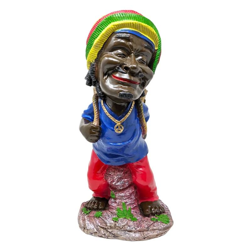 18" Handmade Jamaican Man Backpack Ashtray - Polyresin