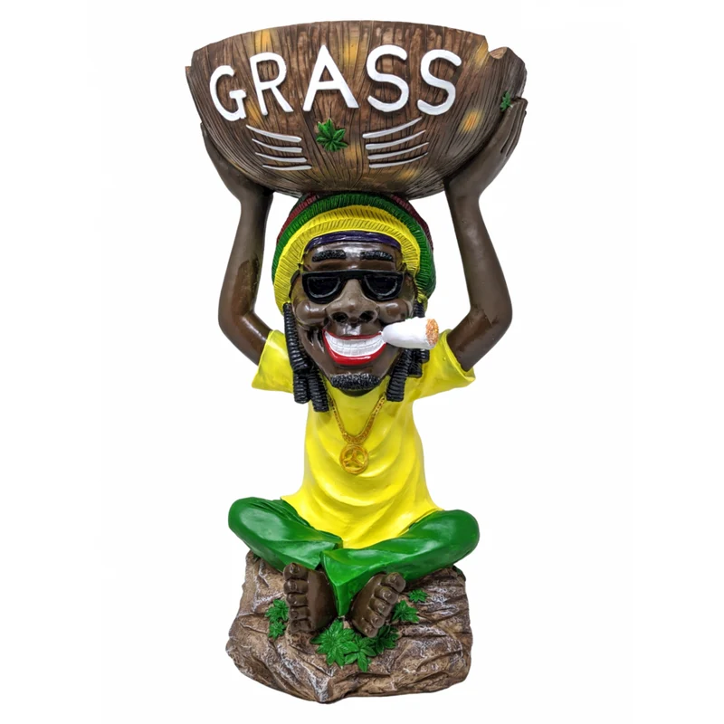 18" Jamaican Man Bowl Statue - Handmade Polyresin Decor