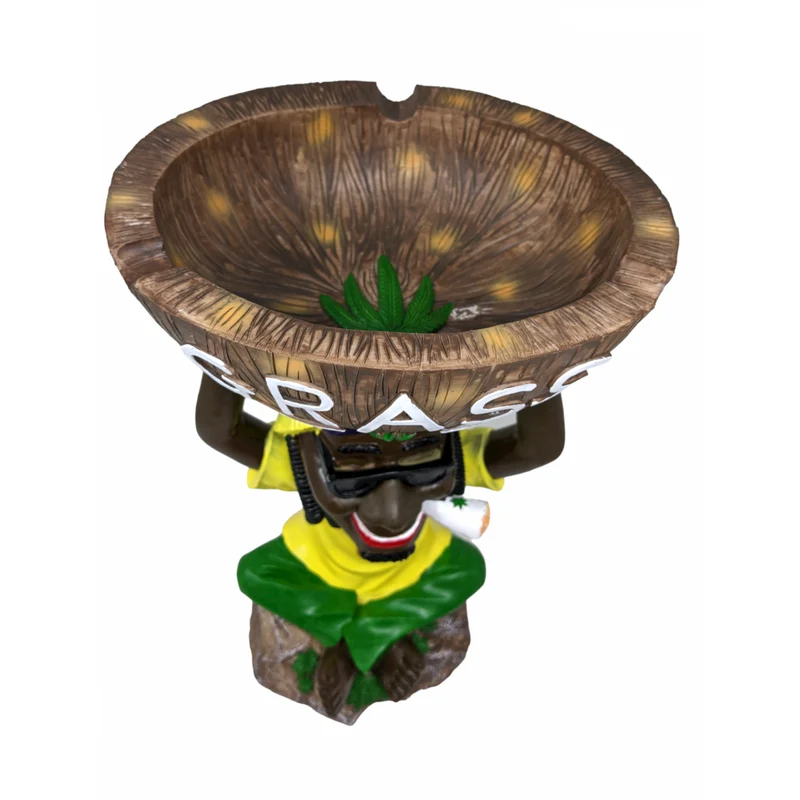 18" Jamaican Man Bowl Statue - Handmade Polyresin Decor