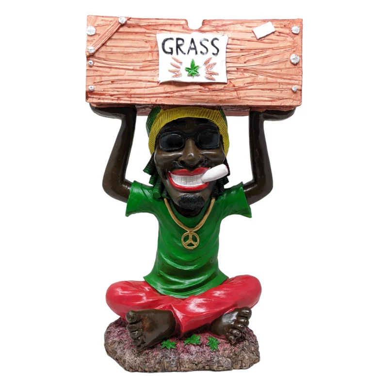 18 Inch Handmade Jamaican Man Statue with Storage Box