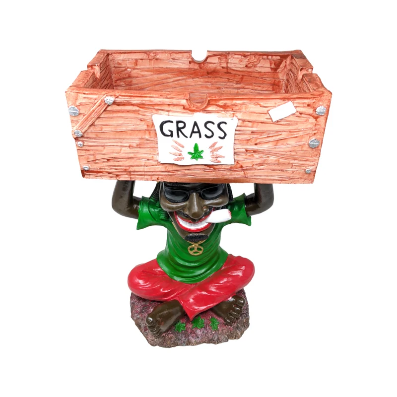 18 Inch Handmade Jamaican Man Statue with Storage Box