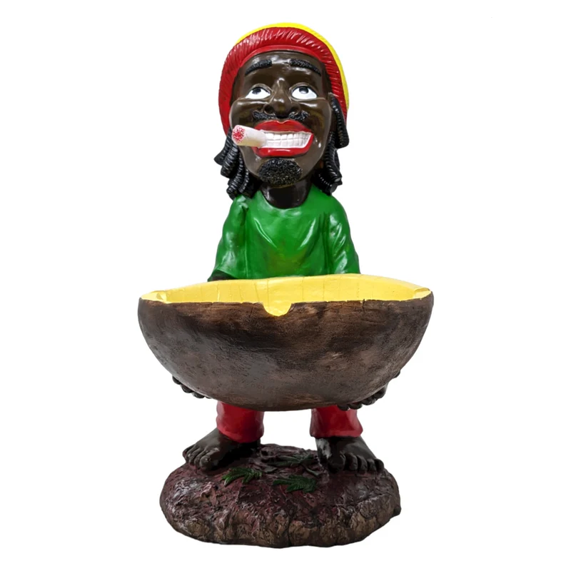 18" Jamaican Man Bowl Ashtray | Handmade Polyresin