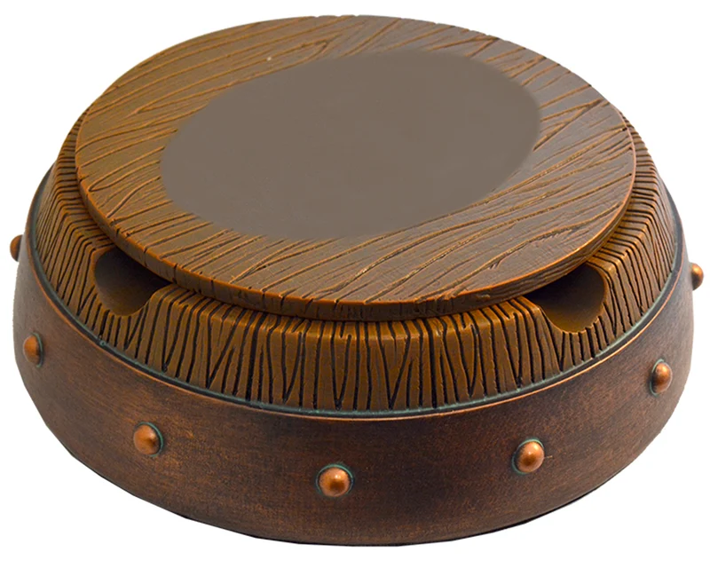 Lotus Wood Barrel 4-Cigar Ashtray with Removable Lid