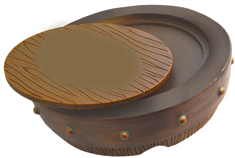 Lotus Wood Barrel 4-Cigar Ashtray with Removable Lid