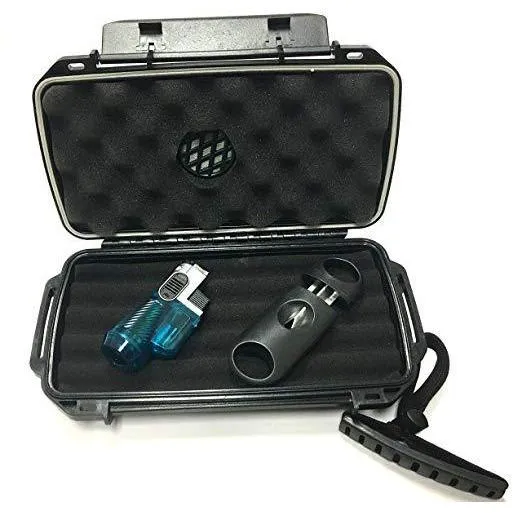 Trident F5 Travel Cigar Humidor Gift Set with Torch Lighter