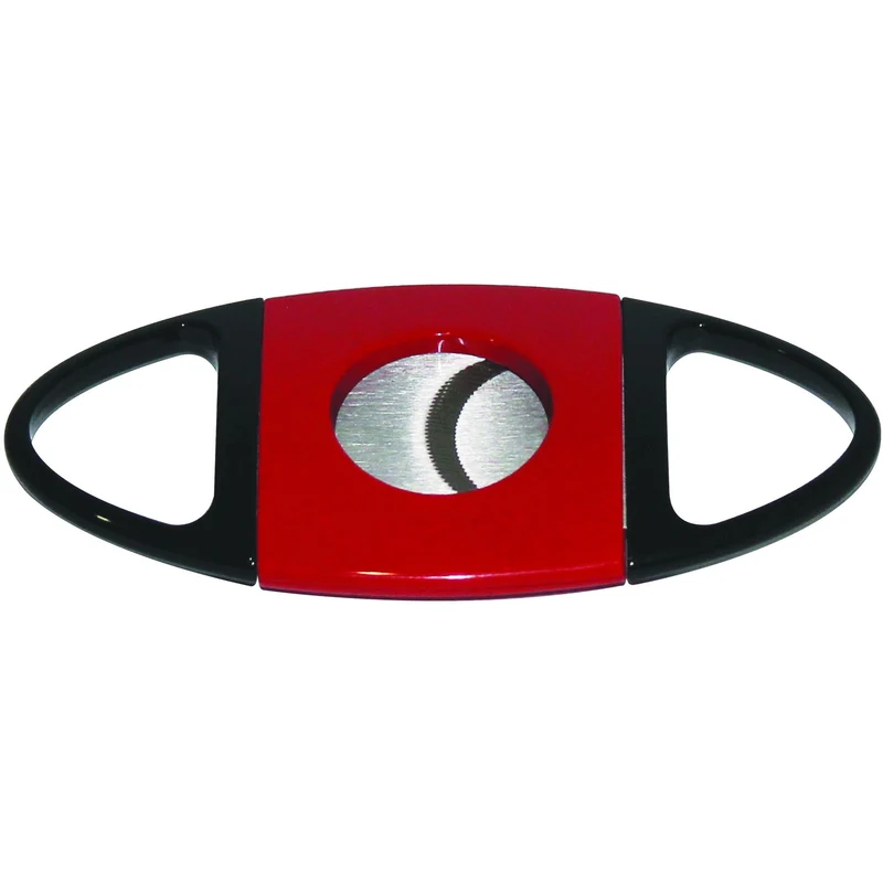 Red Stainless Steel Guillotine Cigar Cutter with Serrated Blades