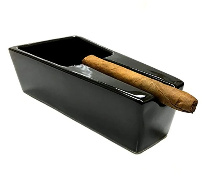 Ceramic Cigar Ashtray - Elegant Single Rest Design