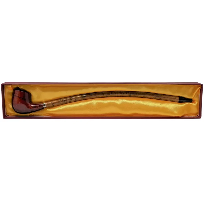 15" Cherry Hand-Carved Churchwarden Tobacco Pipe